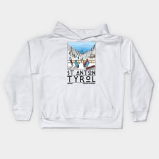 St Anton, Tyrol, Austria Retro Travel Kids Hoodie